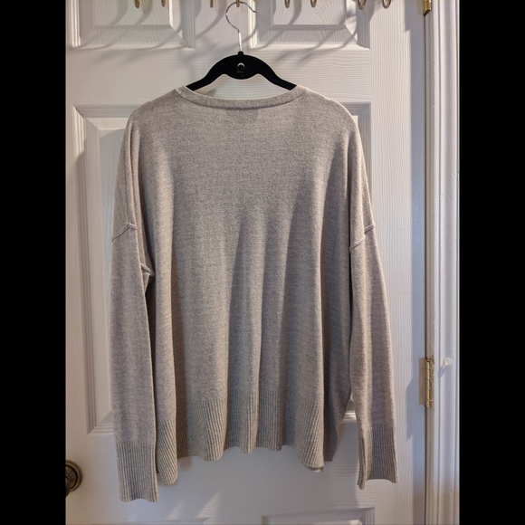 EUC Michael Stars Light Gray Lilac Stripe Sweater - Picture 2 of 7
